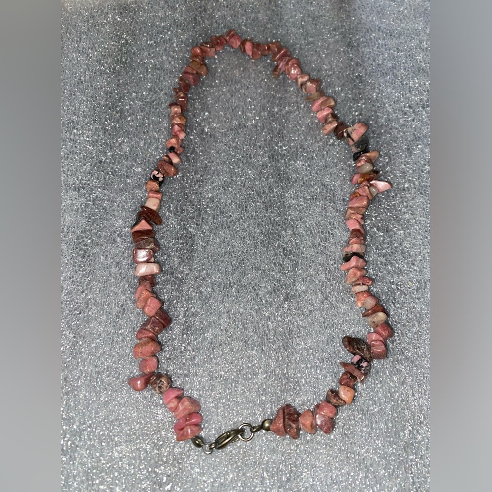 Rhodochrosite Chip Necklace 17”